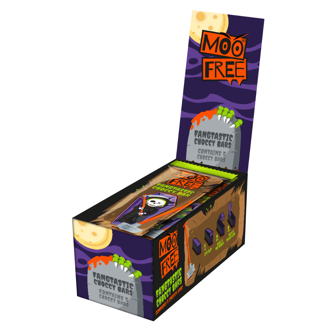 case of free from halloween chocolate bars by moo free