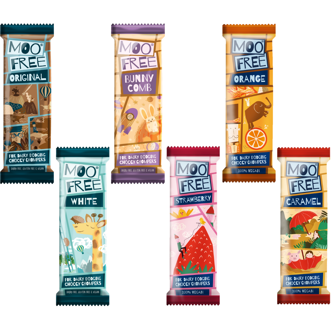 Moo Free dairy free mini chocolate bar selection packl