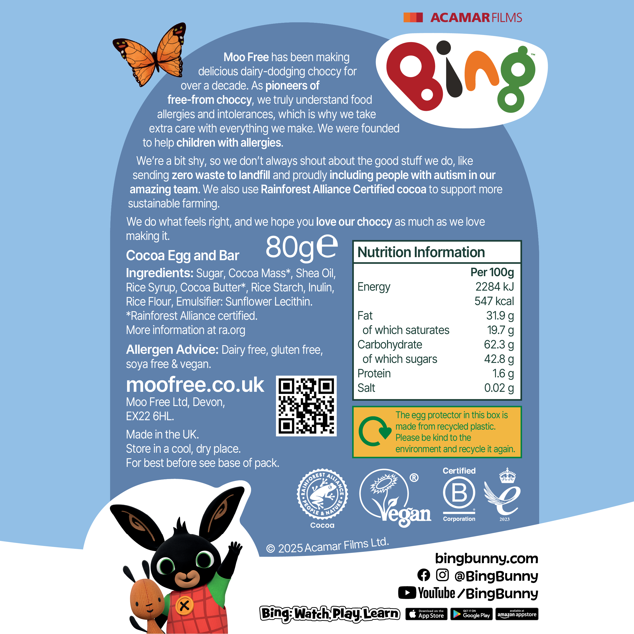 Easter: Free-From & Vegan Bing Easter Egg & Bing Bar (80g)