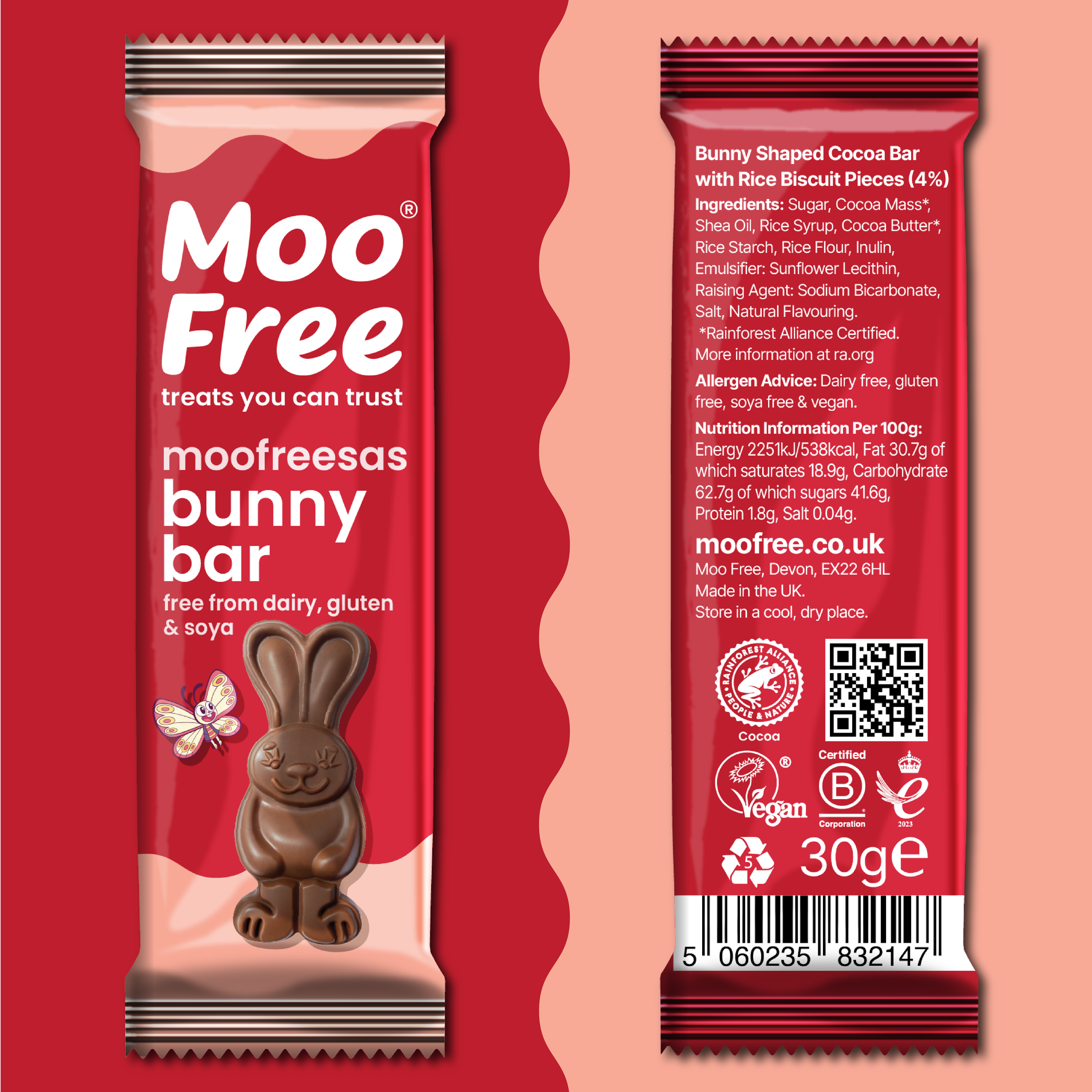 Easter: Free-From Chocolate Moofreesas Bunny Bars (30g)