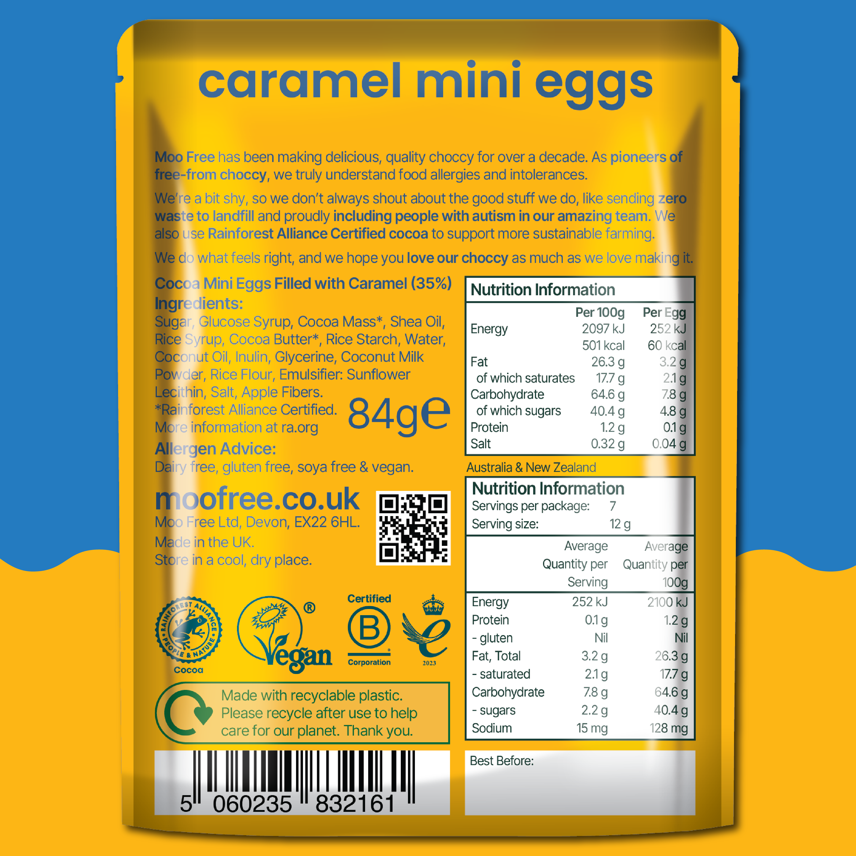 Easter: Free-From & Vegan Milk Chocolate Caramel Filled Mini Eggs (84g)