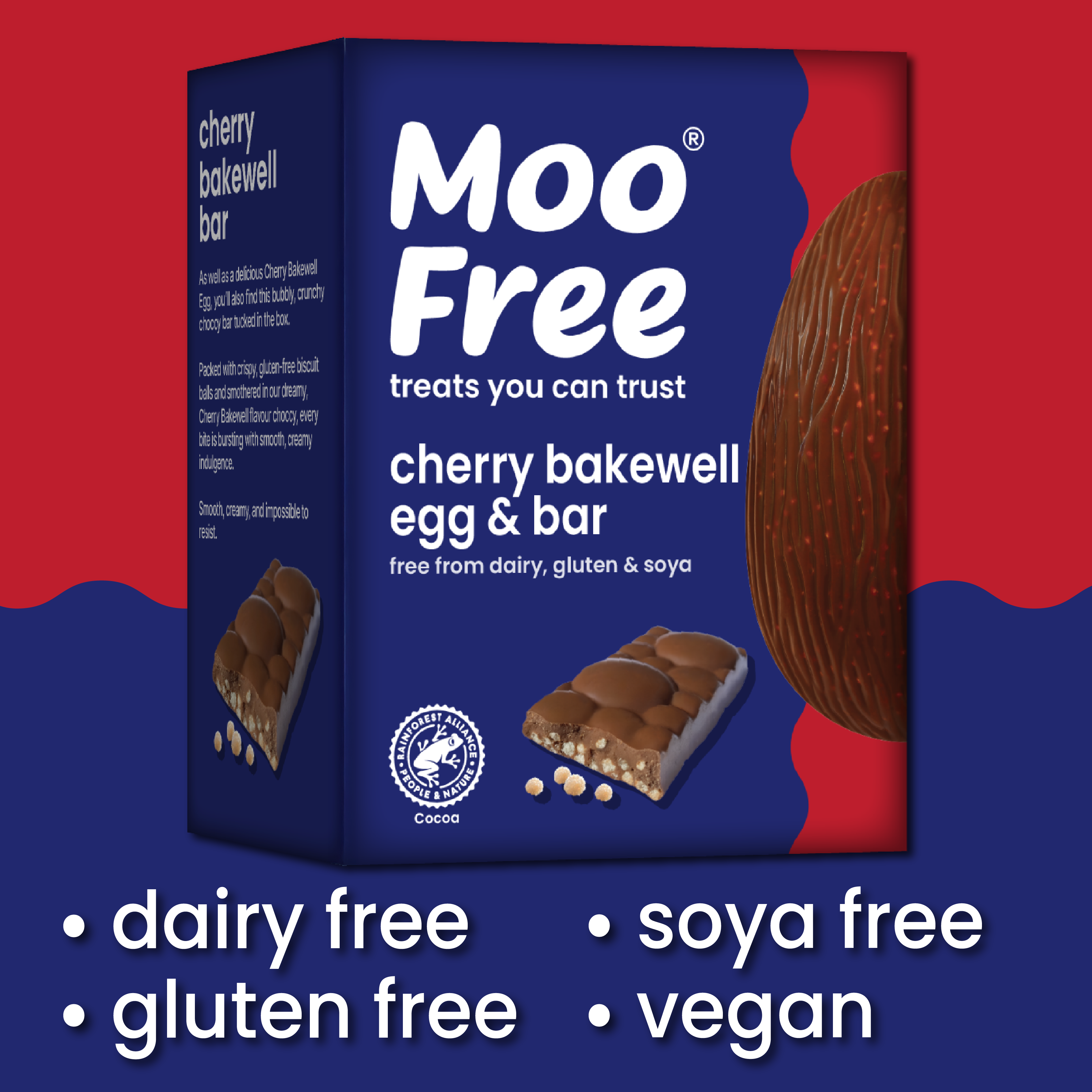 Easter: Free-From & Vegan Cherry Bakewell Easter Egg with Cherry Bakewell Bar (135g)