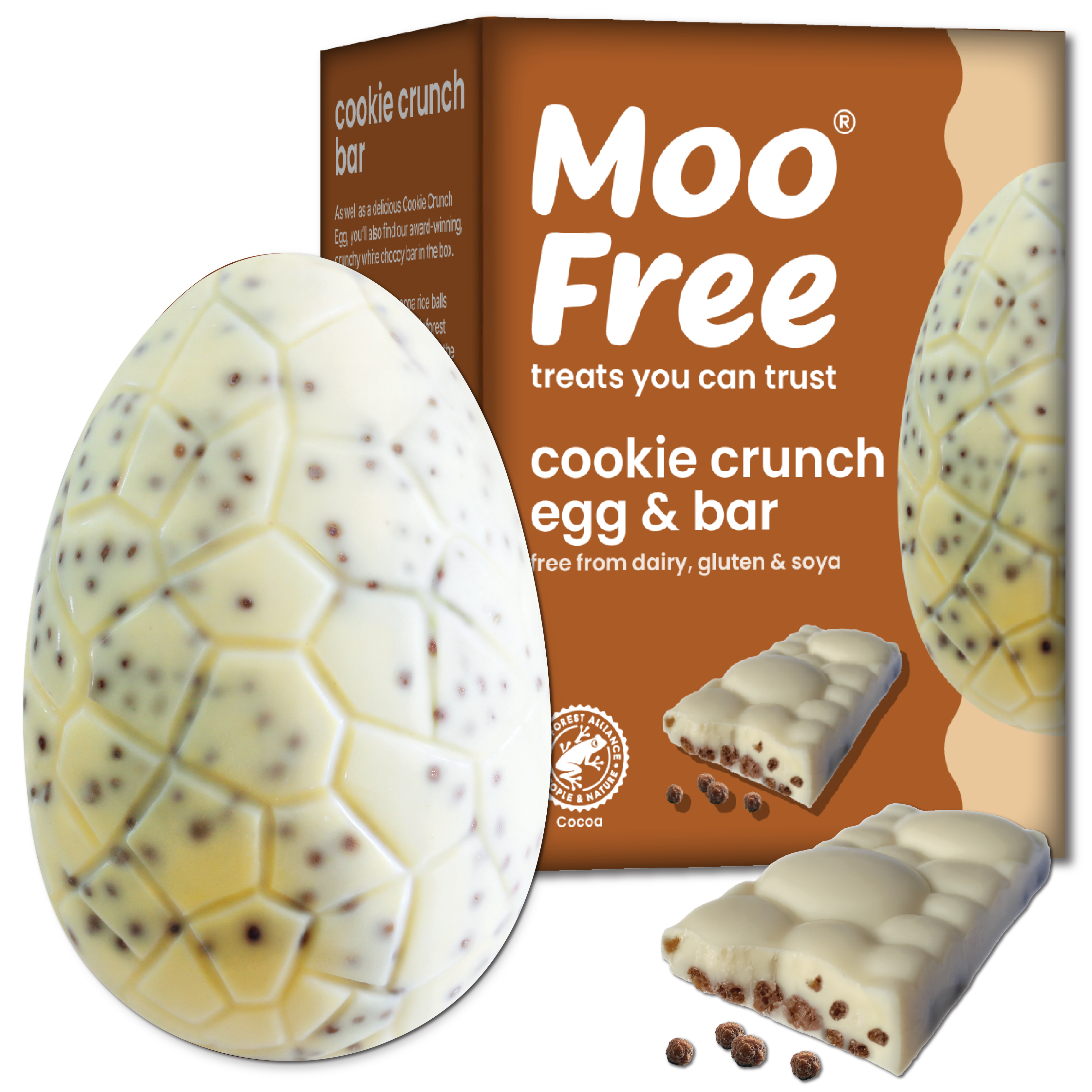 Easter: Free-From & Vegan White Chocolate Cookie Easter Egg & Bar (135g)