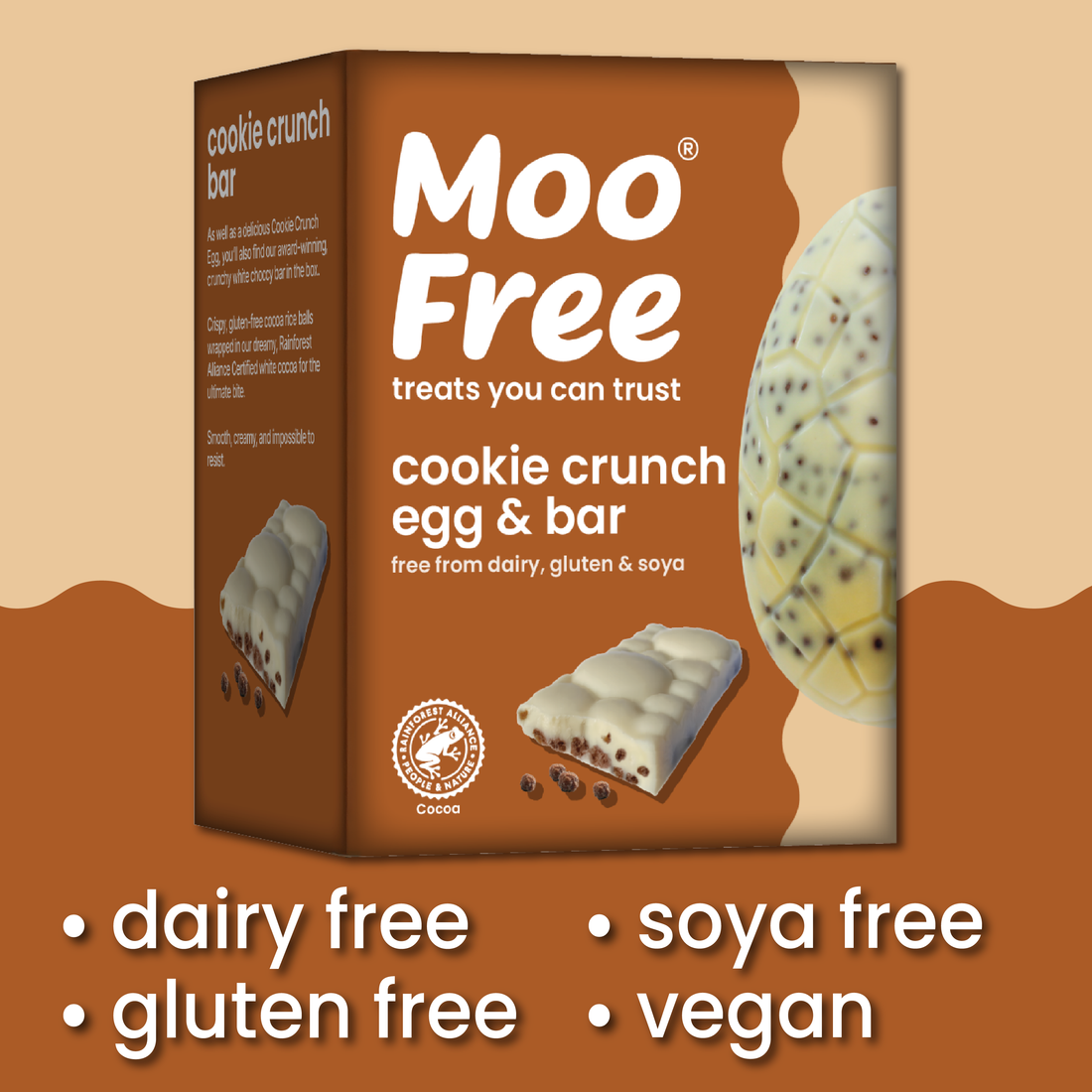 Easter: Free-From & Vegan White Chocolate Cookie Easter Egg & Bar (135g)