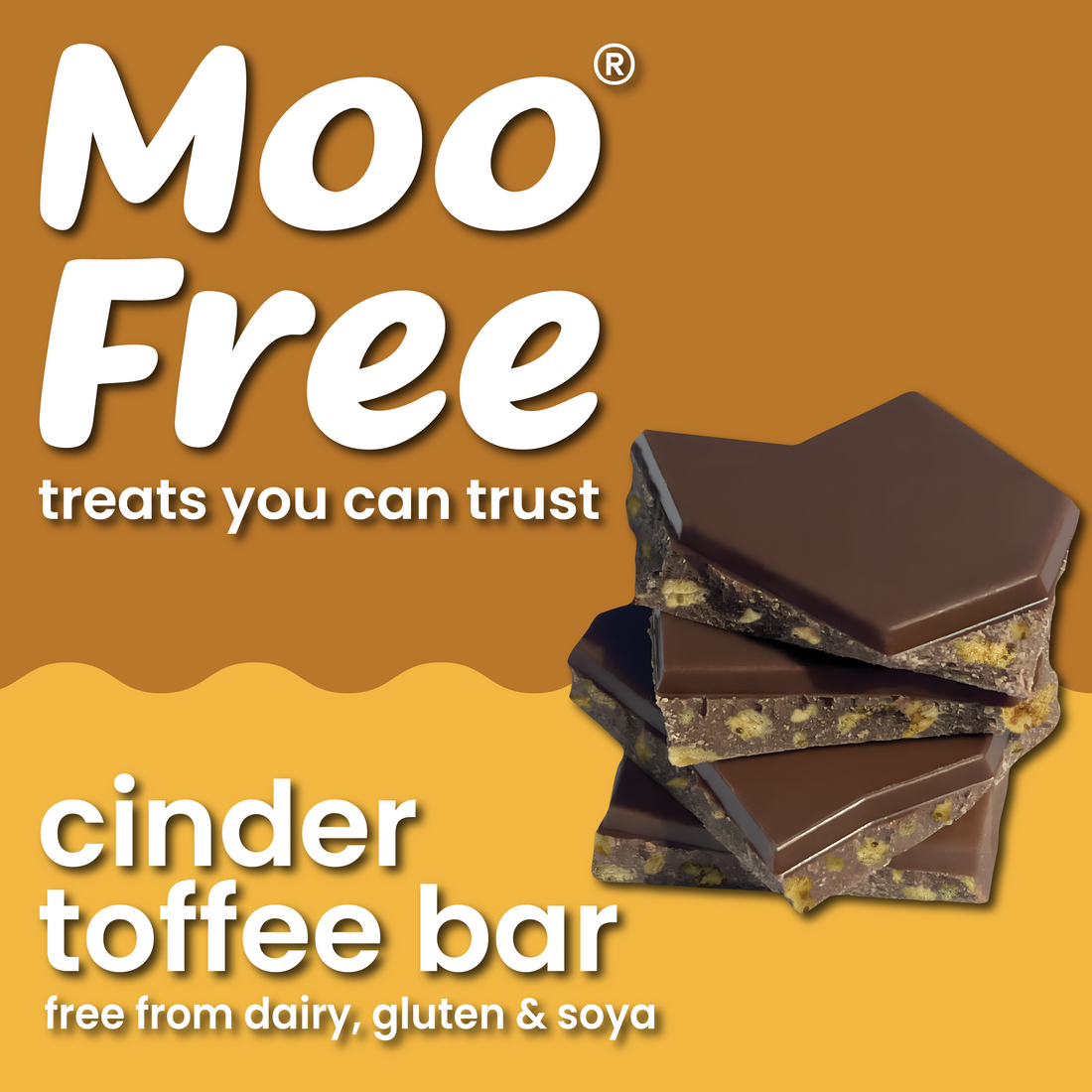Large Bars: Dairy Free & Vegan Cinder Toffee Chocolate Bar (80g) x 2
