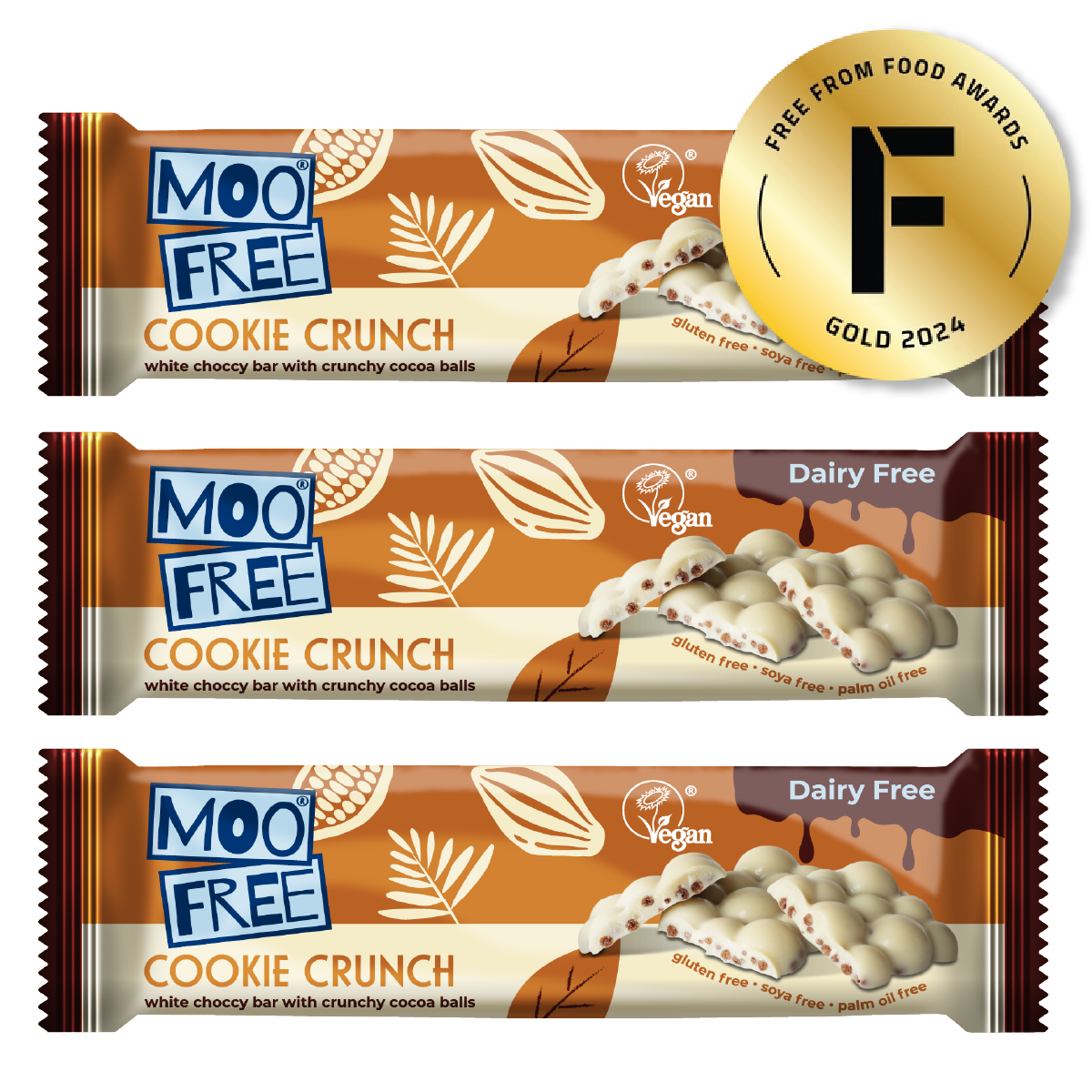 Snack Bars: Dairy Free & Vegan Cookie Crunch White Chocolate Bars (35g)