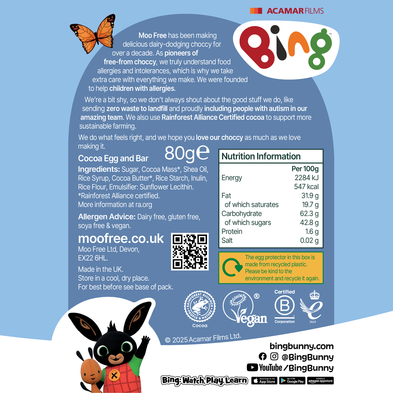 Easter: Free-From &amp; Vegan Bing Easter Egg &amp; Bing Bar (80g)