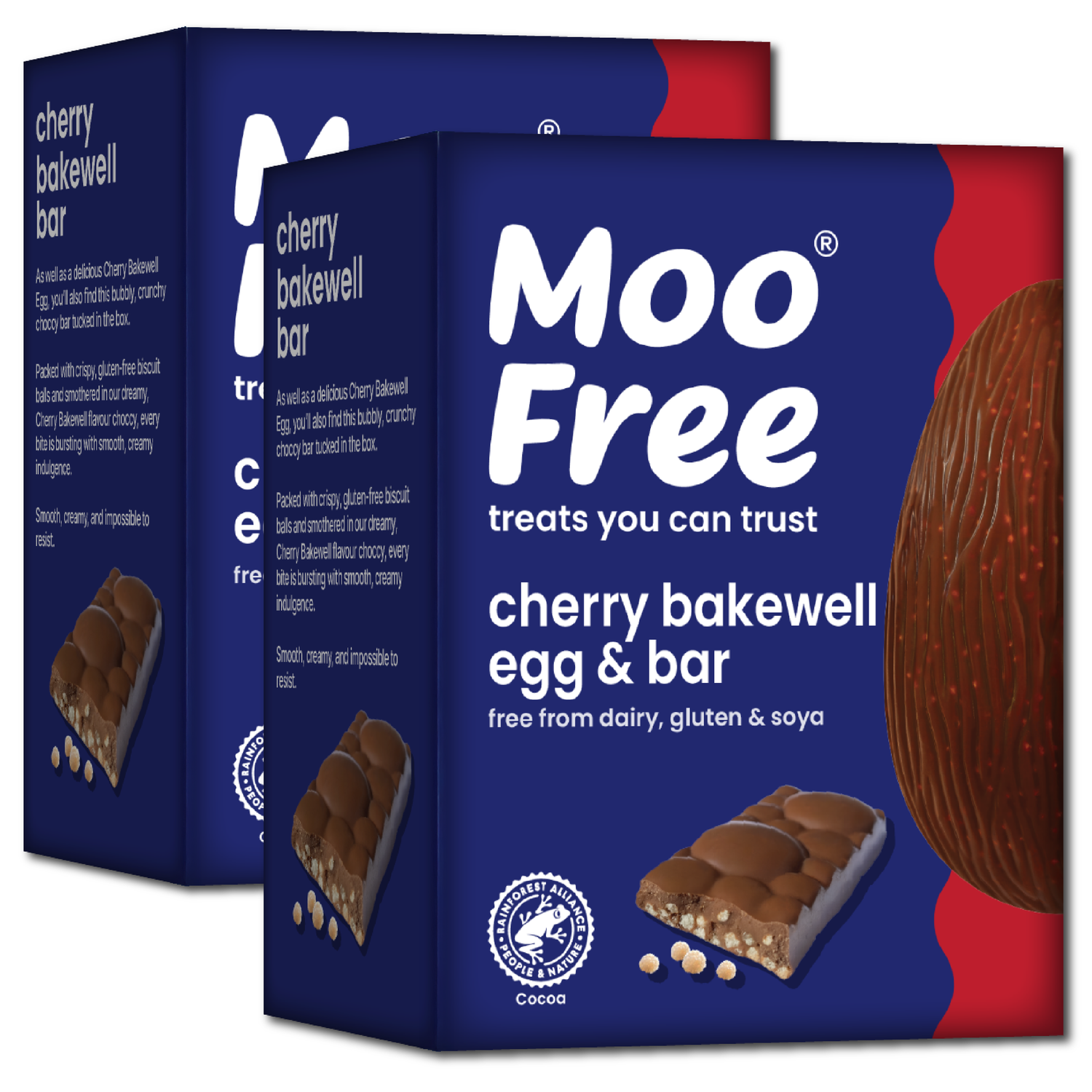 Easter: Free-From &amp; Vegan Cherry Bakewell Easter Egg with Cherry Bakewell Bar (135g)