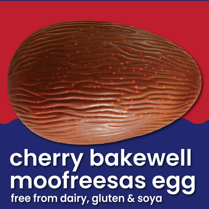 Easter: Free-From &amp; Vegan Cherry Bakewell Easter Egg with Cherry Bakewell Bar (135g)