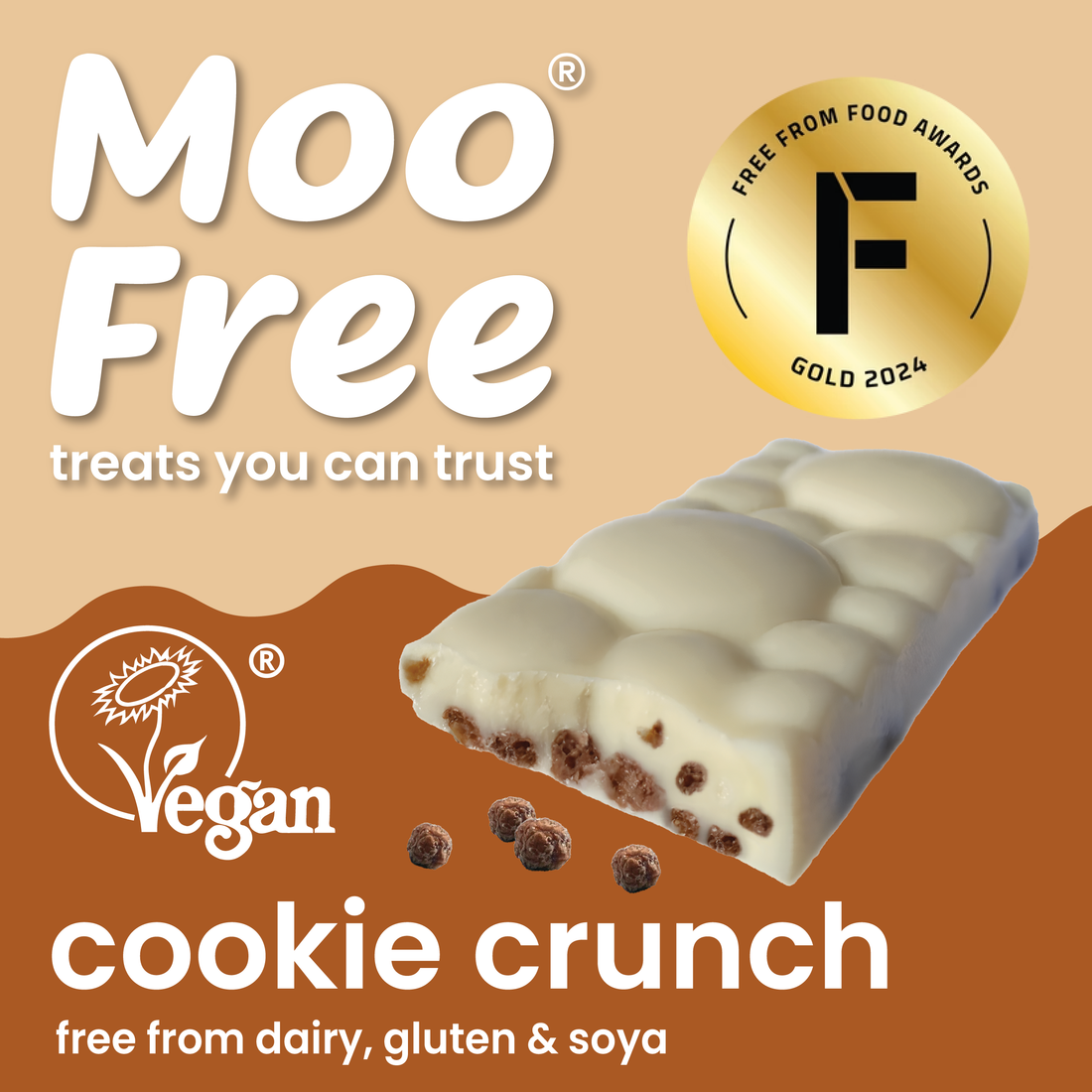 Snack Bars: Dairy Free &amp; Vegan Cookie Crunch White Chocolate Bars (35g)