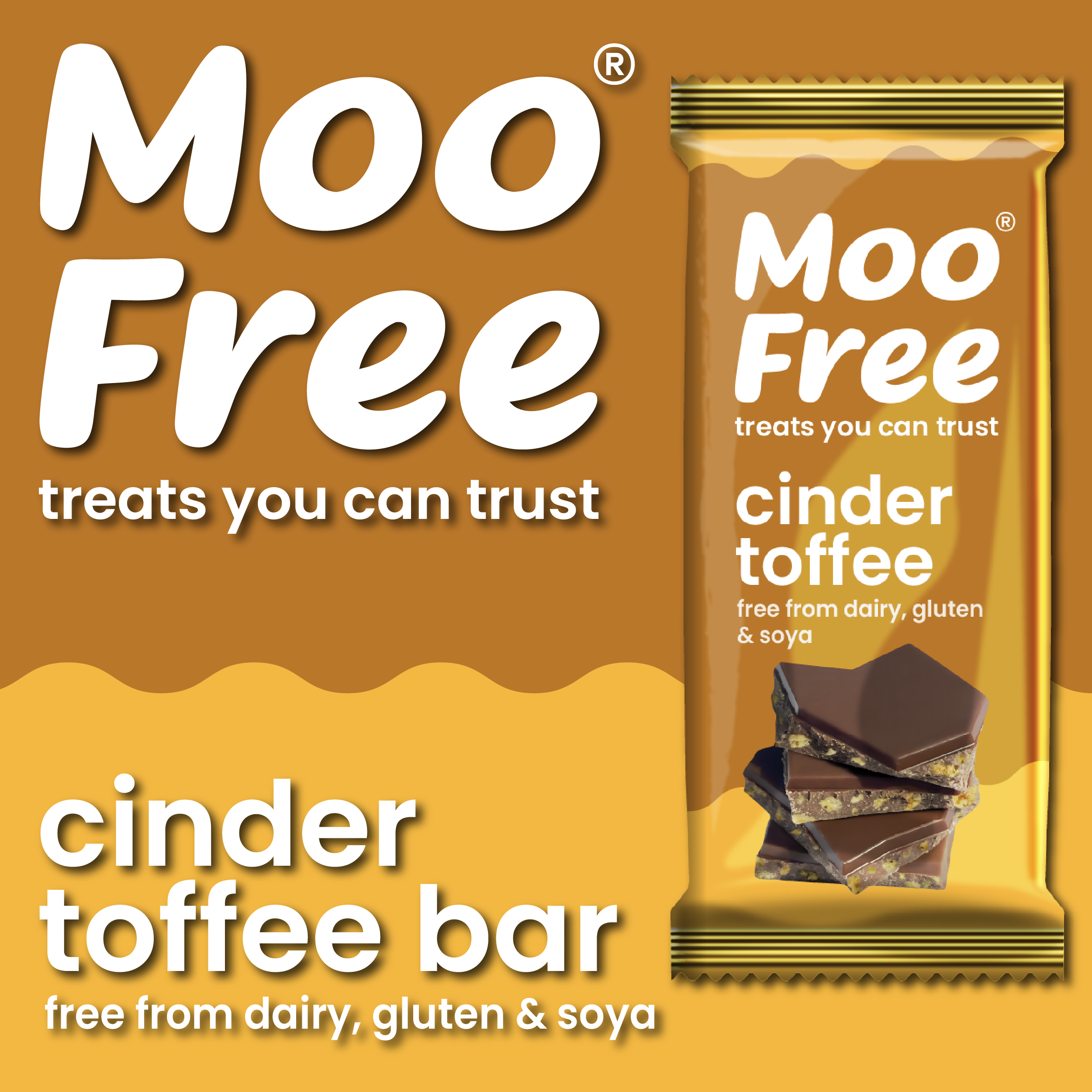 Large Bars: Dairy Free &amp; Vegan Cinder Toffee Chocolate Bar (80g) x 2