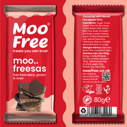 Large Bars: Dairy Free &amp; Vegan Moofreesas Chocolate Bar (80g) x 2
