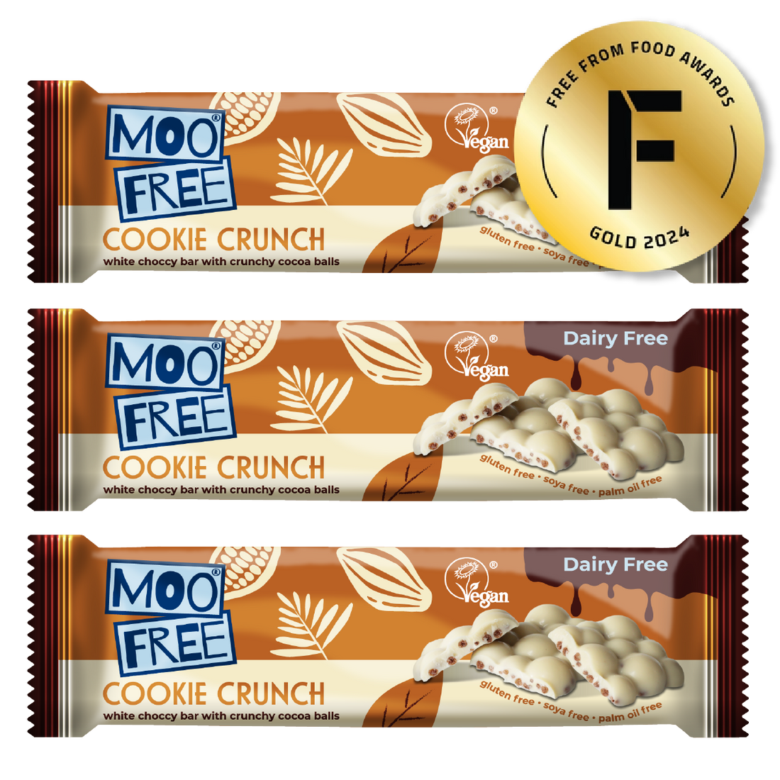 Snack Bars: Dairy Free & Vegan Cookie Crunch White Chocolate Bars (35g)